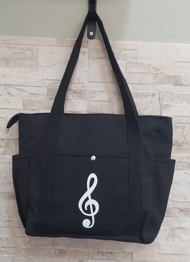 Borsa Grande Nera Con Chiave di Violino - immagine 2